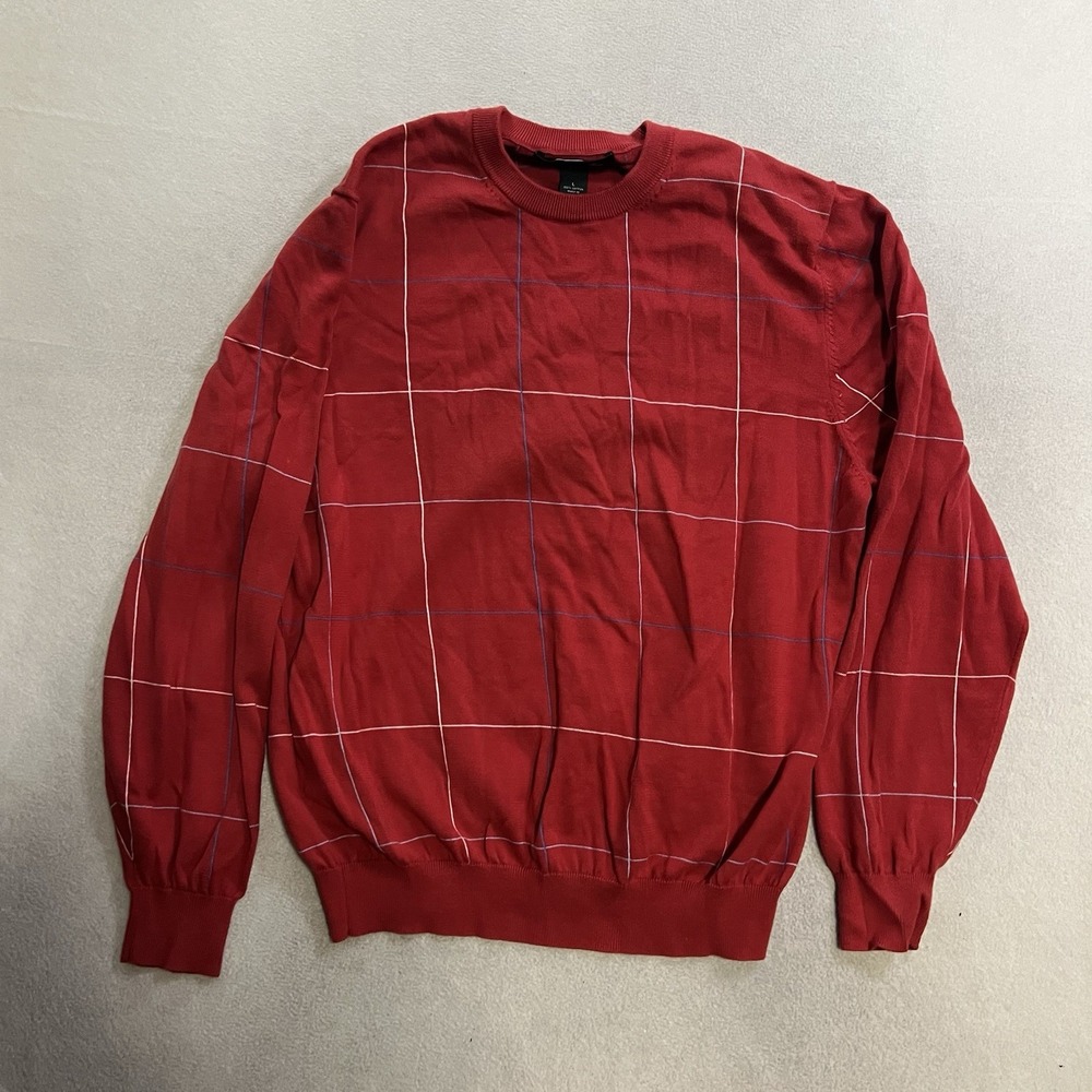 Brooks Brothers Sweater Men's Large Country Club Windowpane Pullover Crew Golf